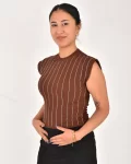 Kadın Sıfır Kol Taşlı Bluz