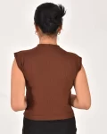 Kadın Sıfır Kol Taşlı Bluz