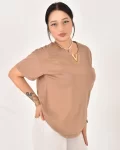 Kadın V Aksesuar Detaylı Basic Tişört