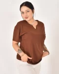 Kadın V Aksesuar Detaylı Basic Tişört
