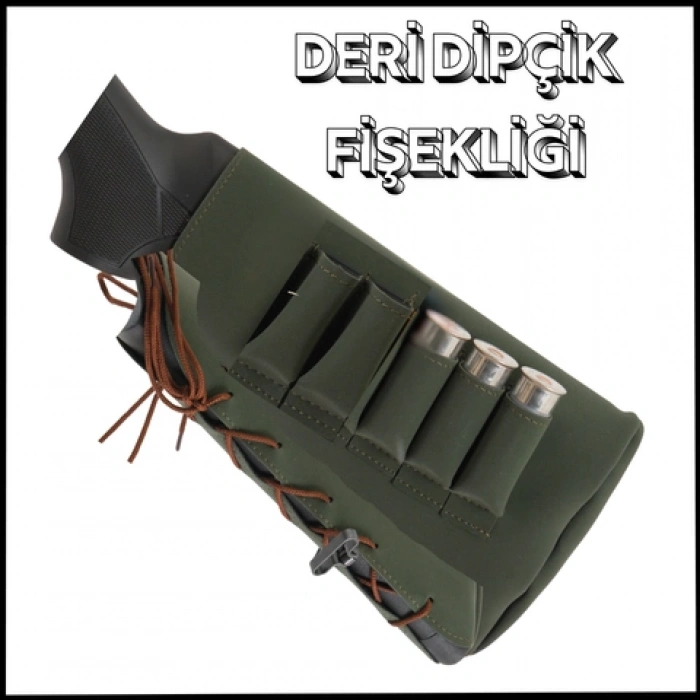 Uyguna-Yakala 5li Deri Haki  Dipçik Fişekliği-G-38048-H