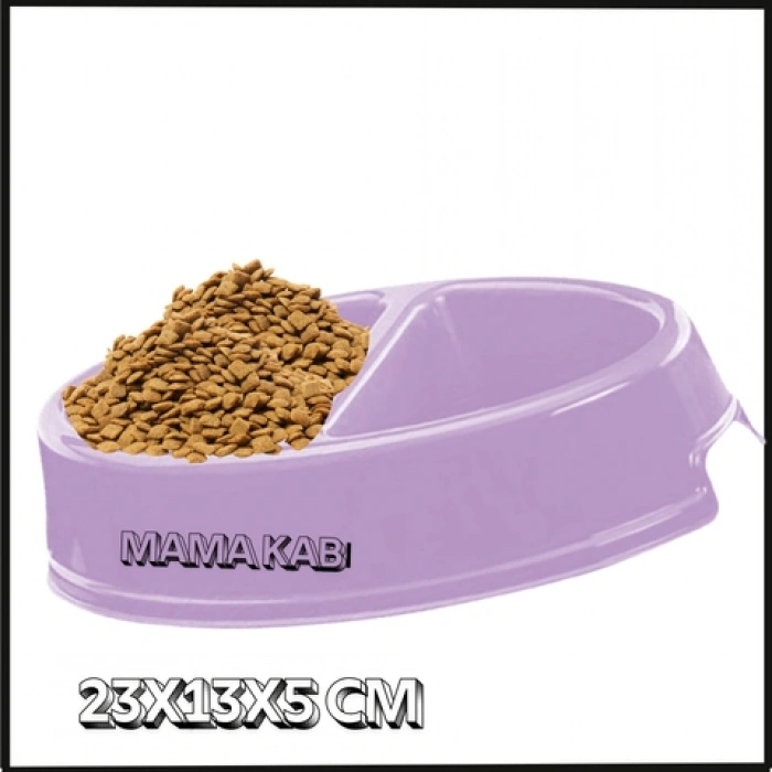 Uyguna-Yakala Kedi/köpek Küçük Mama Kabı Lila Çiftli Oval -CL.010
