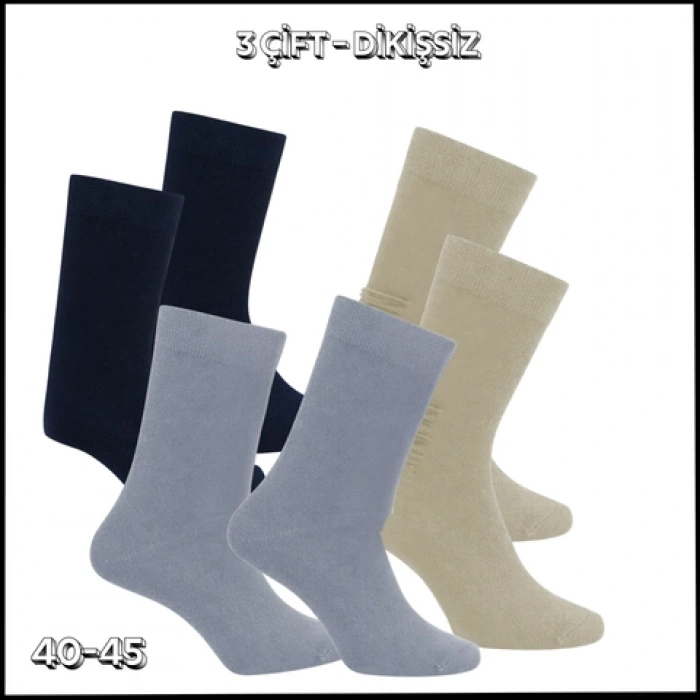 Uyguna-Yakala 3 Çift -Dikişsiz  Modal İplik Erkek Soket Çorap - RAP.201