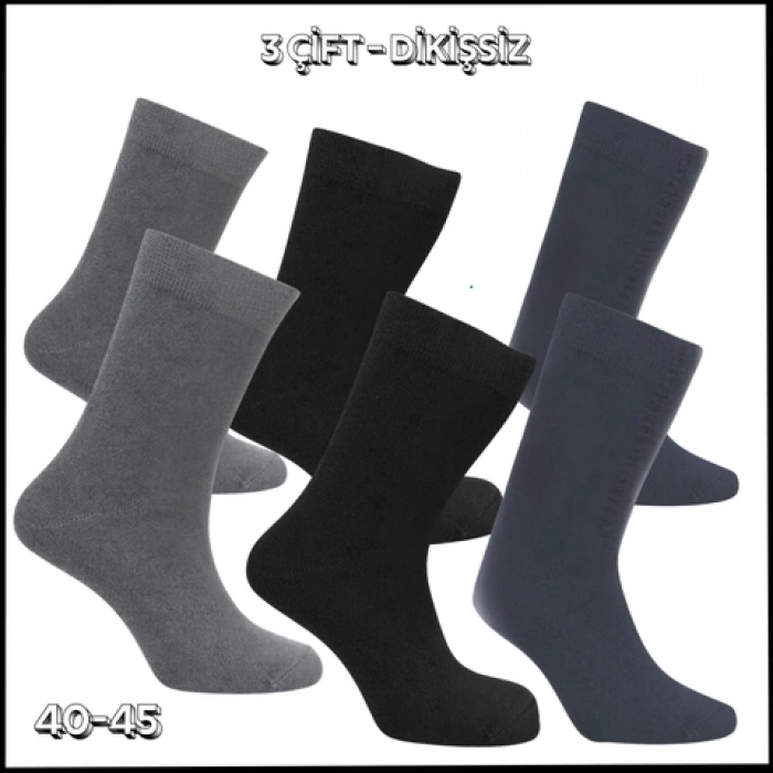 Uyguna-Yakala 3 Çift -Dikişsiz - Modal İplik Erkek Soket Çorap - RAP.204