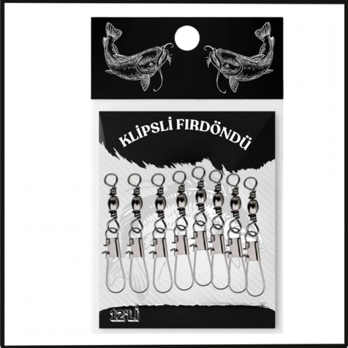 Uyguna-Yakala Fishack Paslanmaz Klipsli Fırdöndü Gümüş No: 5 12li