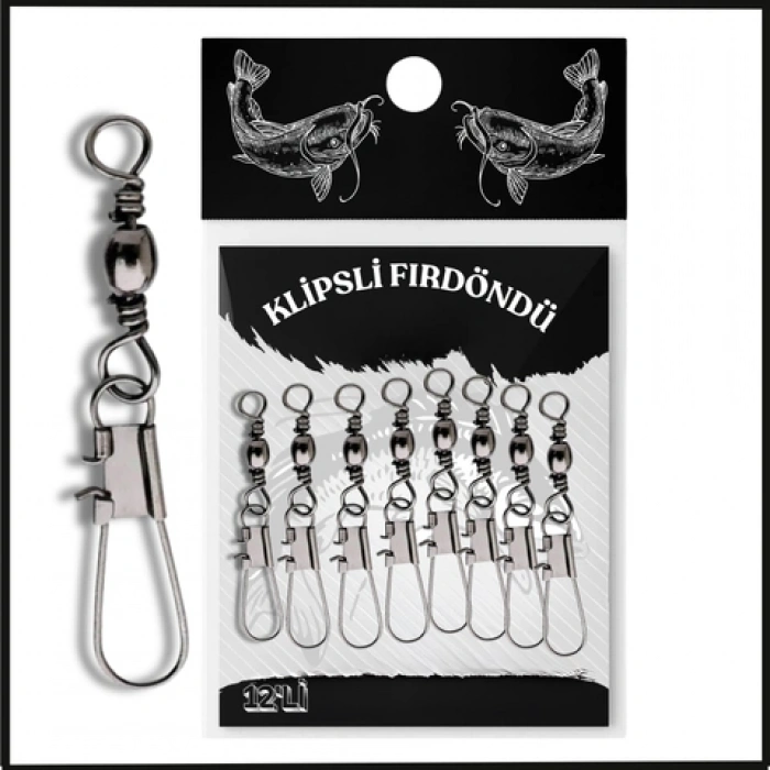 Uyguna-Yakala Fishack Paslanmaz Klipsli Fırdöndü Gümüş No: 5 12li