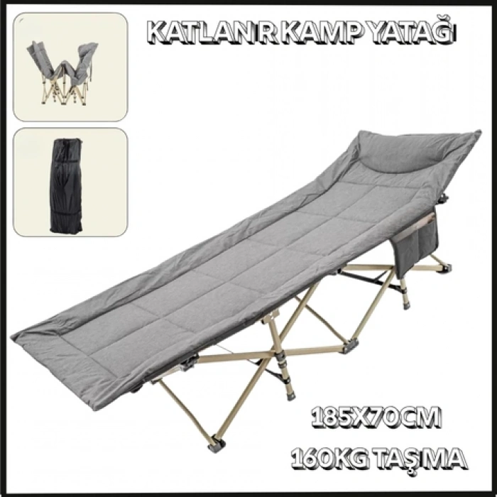 Uyguna-Yakala (185x70cm) - 160KG Taşıma Katlanır Kamp Yatağı - Kampet - Taşıma Çantalı -42A
