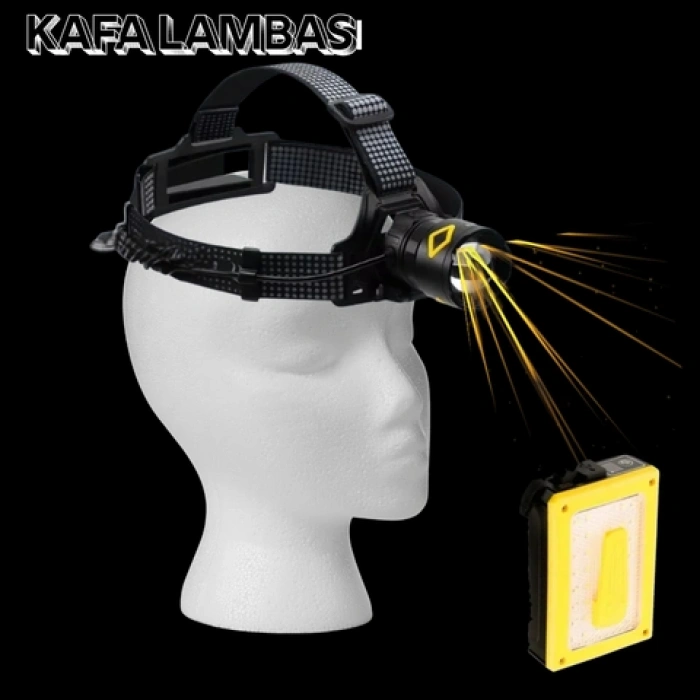 F.B.I Pro F-3003 Alüminyum PM10-TG LED Type-C Powerbank ve Solar Şarjlı Kamp Kafa Feneri