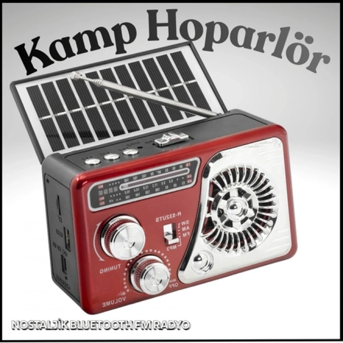 Nostaljik Bluetooth Fm Radyo Tws Usb Tf Aux Solar Şarjli El Fenerli Kamp Hoparlör H532UTS