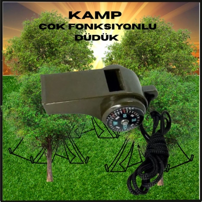 Çok Fonksiyonlu Düdük Pusula Kamp Termometre Acil Survival Dişli Düdük