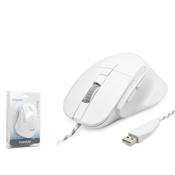 7D Ergonomi̇k Kablolu Ofi̇s Mouse 3600 Dpi - Beyaz ND1209W