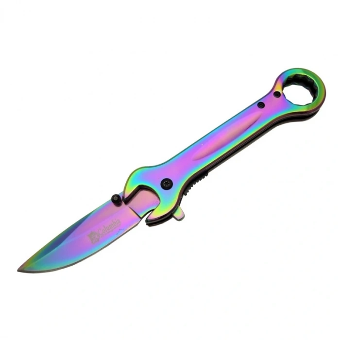 8000A Anahtar Görünümlü Renkli Kamp Çakı 19 cm - , Metal Sap