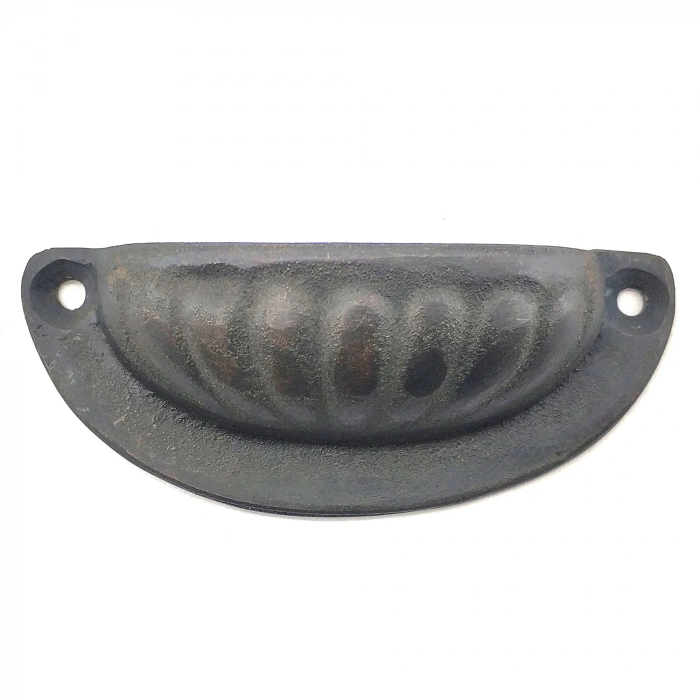 Antika Tarz Dekoratif Pirinç İstiridye Tas Mobilya Kulbu - 37x87 mm, Oksit