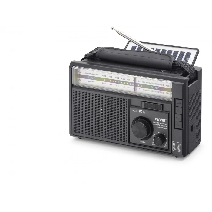 Bluetooth Solar Panelli Fm Radyo Usb Tf Nostaljik Hoparlör - Siyah NS9951BTS