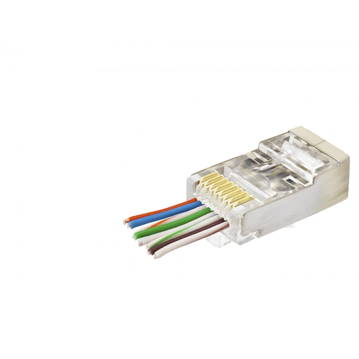 Cat6E Ez Rj45 Metal Konnektör 100 Adet Plastik Kutu - Şeffaf ND2423
