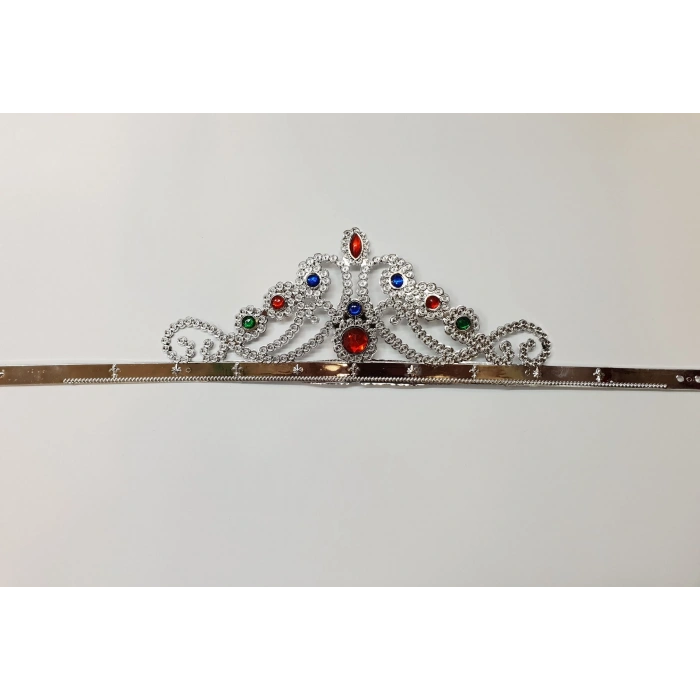 Gümüş Renk Plastik Prenses Tacı Kraliçe Tacı 60 cm