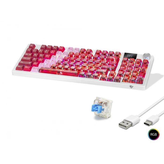 Kablosuz Mekanik Klavye Rgb Blue Switch 95 Tuş - Kırmızı Beyaz MF1705R