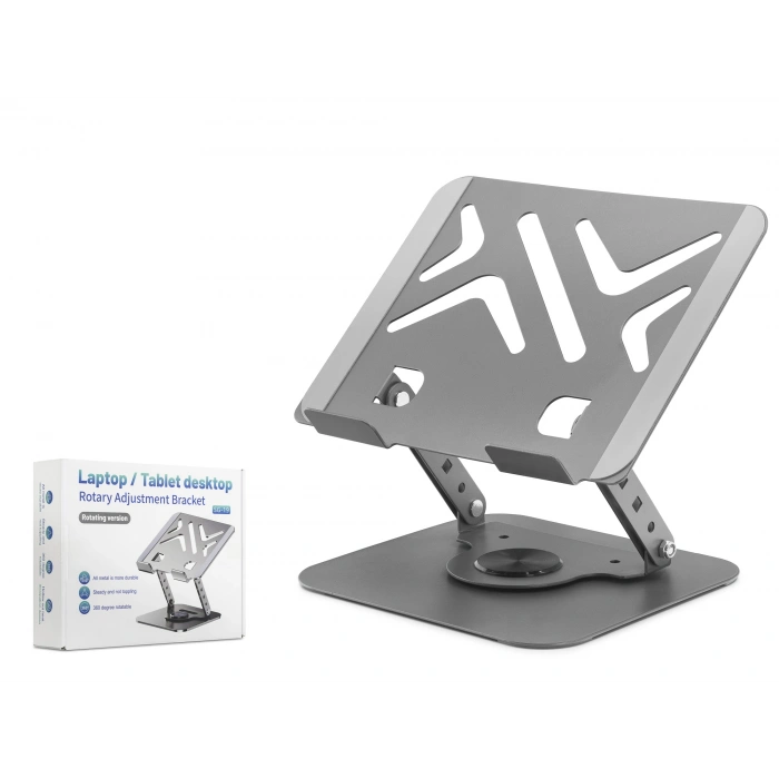 Karbon Çelik 360 Derece Dönebilen Laptop Ve Tablet Standi - Gri HDX8017