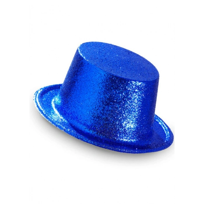 Koyu Mavi Renk Uzun Plastik Simli Parti Şapkası