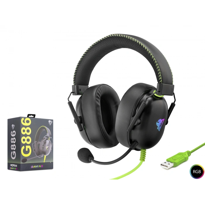 Kulaklik Usb Rgb 7.1 - Si̇yah/Yeşi̇l G886