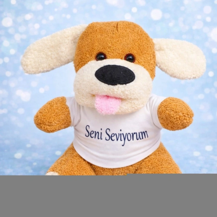 Seni Seviyorum Tişörtlü Sevimli Peluş Oyuncak Köpek