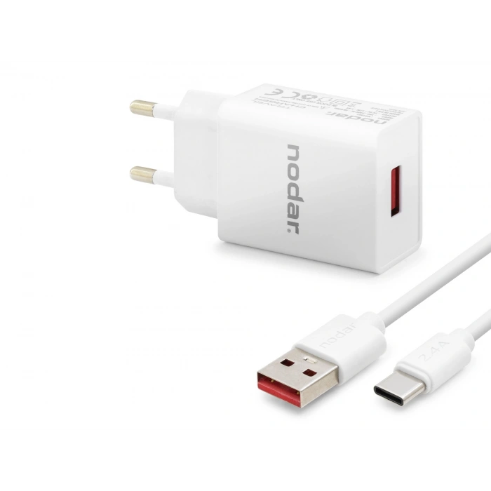 Type-C Hızlı Şarj Seti 12W 2.4A Usb Adaptörlü - Beyaz ND1005