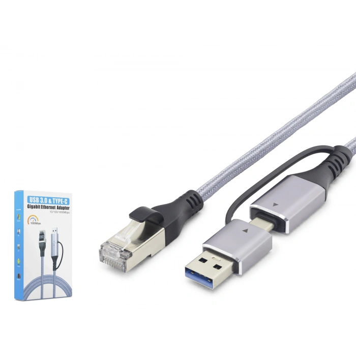 Usb 3.0 & Type-C Gigabit Ethernet Adaptör - Gri HDX7876