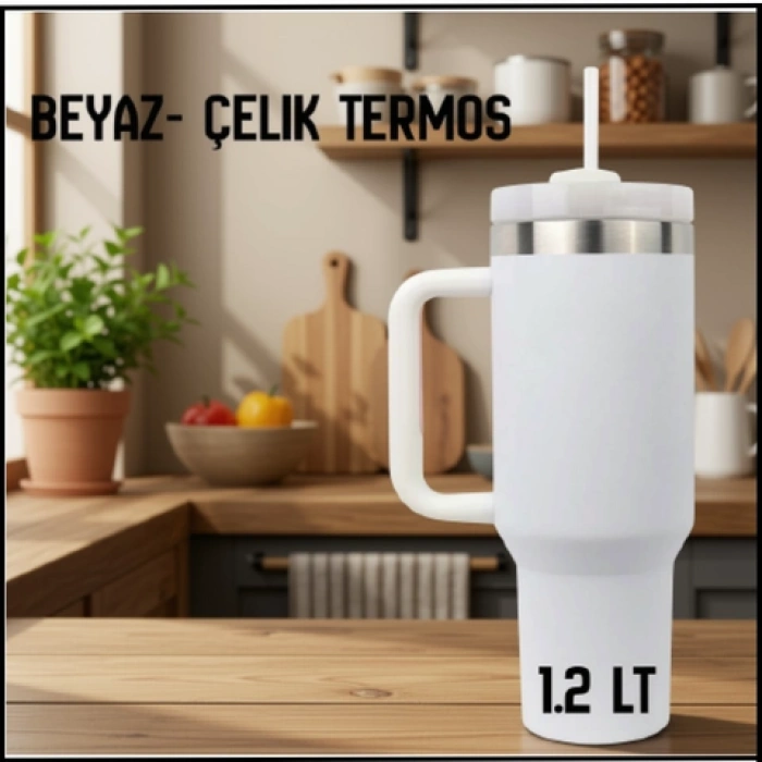Uyguna-Yakala 1.2 lt  Beyaz- Çelik Termos - RM.178