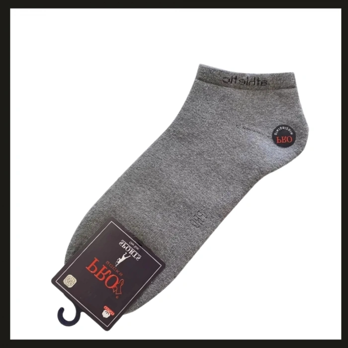 Uyguna-Yakala Açık Gri 41-44 Havlu Erkek Patik Çorabı-RAP.168