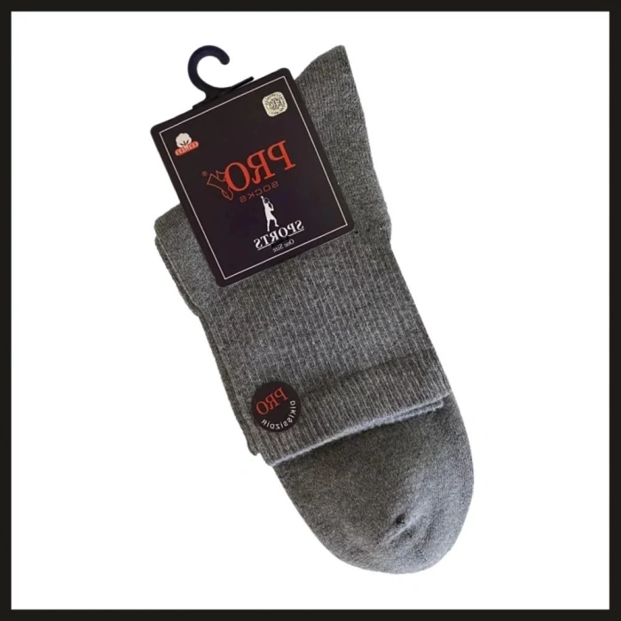 Uyguna-Yakala Açık Gri 41-44 Havlu Erkek Patik Çorabı-RAP.155