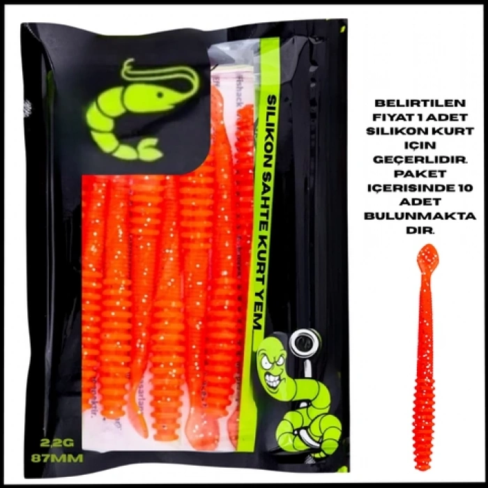 Uyguna-Yakala 2,2g 87mm - Turuncu UV Boyalı Silikon Sahte Kurt Yem - 1041-CGPN