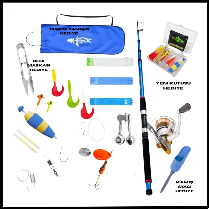 Uyguna-Yakala 270cm Kamış 30-60GR / 3000lik Tam Takım Kıyı Olta Seti - Olta Makinesi - Taşıma Çantalı-SP40-XB