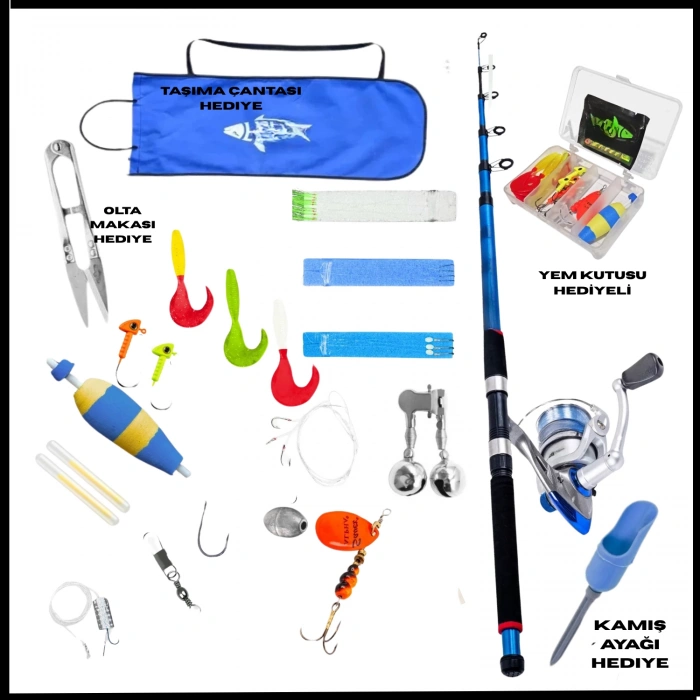 Uyguna-Yakala 270cm Kamış 30-60GR / 3000lik Tam Takım Kıyı Olta Seti -  Olta Makinesi - Taşıma Çantalı-270-LX30