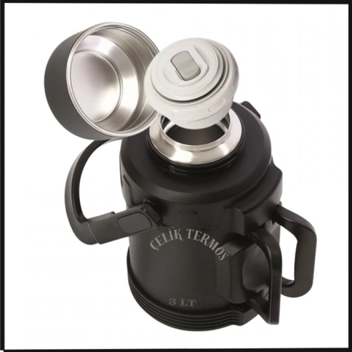 Uyguna-Yakala 3 lt - Siyah - Çelik Termos - RM.194