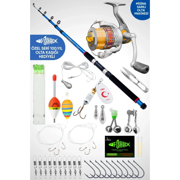 Uyguna-Yakala 35 Parça Tam Takım Olta Seti - 300cm Kamış 30-60GR / 40lık Makine - Tüm Deniz ve Göller İçin