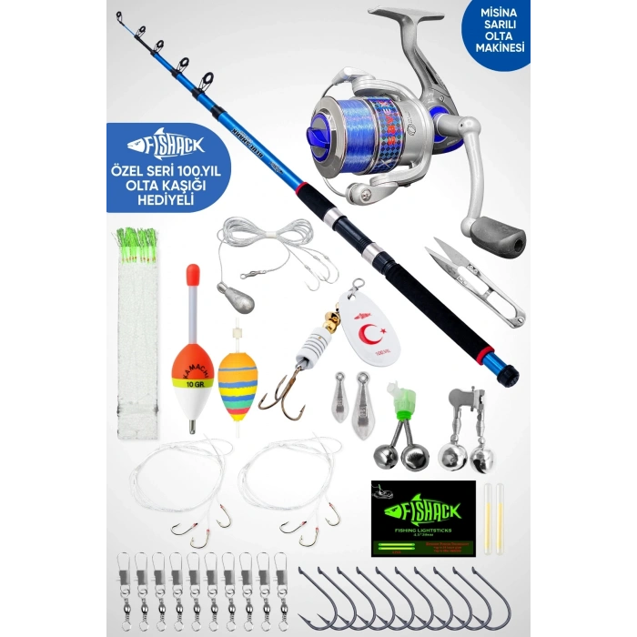 Uyguna-Yakala 35 Parça Tam Takım Olta Seti - 300cm Kamış 30-60GR / 40lık Makine (XA) - Tüm Deniz ve Göller İçin