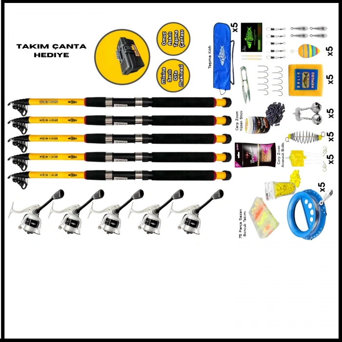 Uyguna-Yakala 5li Sazan Olta Seti L-3.30MT/50-100GR-LER.080
