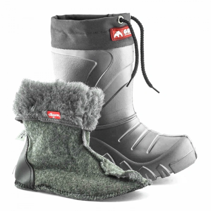 Uyguna-Yakala Yağmur Çizmesi Eva Çocuk Kürklü Gri -ME.057