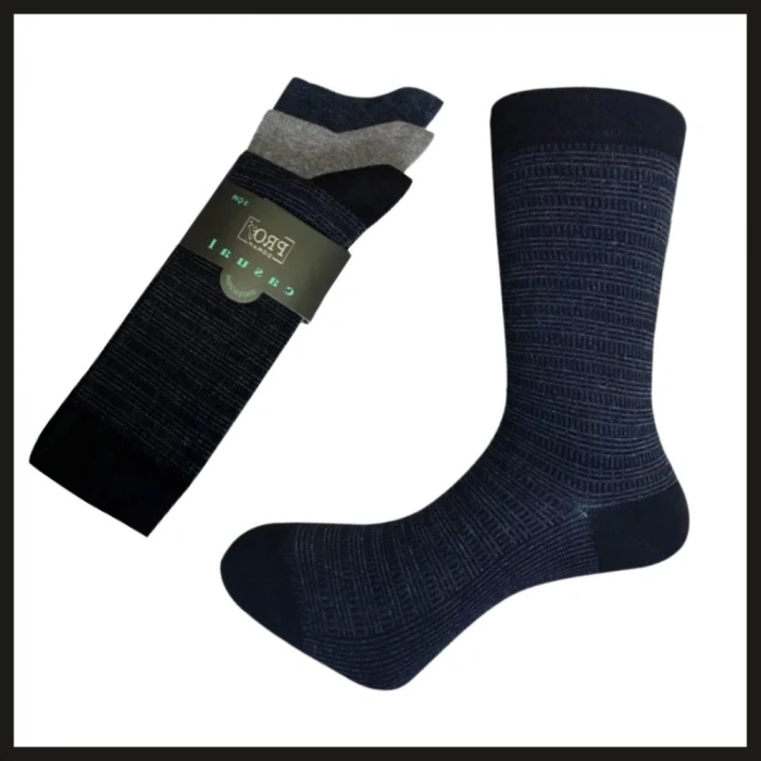 Uyguna-Yakala 3lü Penye Casual Erkek Çorabı 8501-3-RAP.103