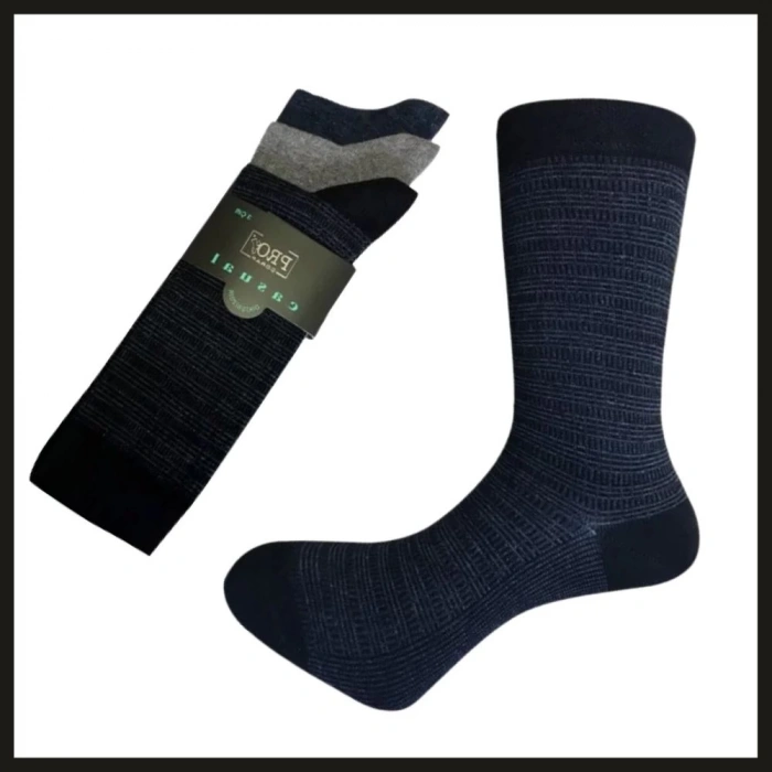 Uyguna-Yakala 3lü Penye Casual Erkek Çorabı 8501-3-RAP.103
