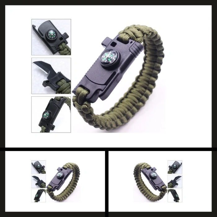 Uyguna-Yakala Haki 9595 Pusulalı & Bıçaklı Paracord Bileklik-MLZ.221