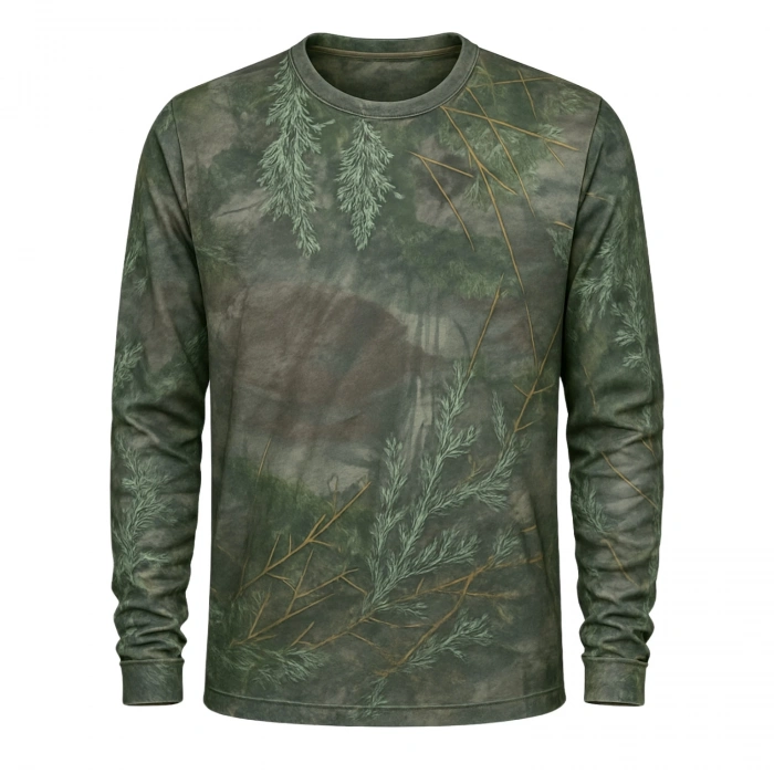 Uyguna-Yakala Adaçayı Orman Desenli Mikrofiber Sweatshirt - Avcı Sweatshirt - Hızlı Kurur