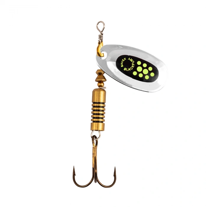 Uyguna-Yakala Alabalık Turna Döner Olta Kaşık - Black Fury - Fluo Sarı/Gümüş - No:1