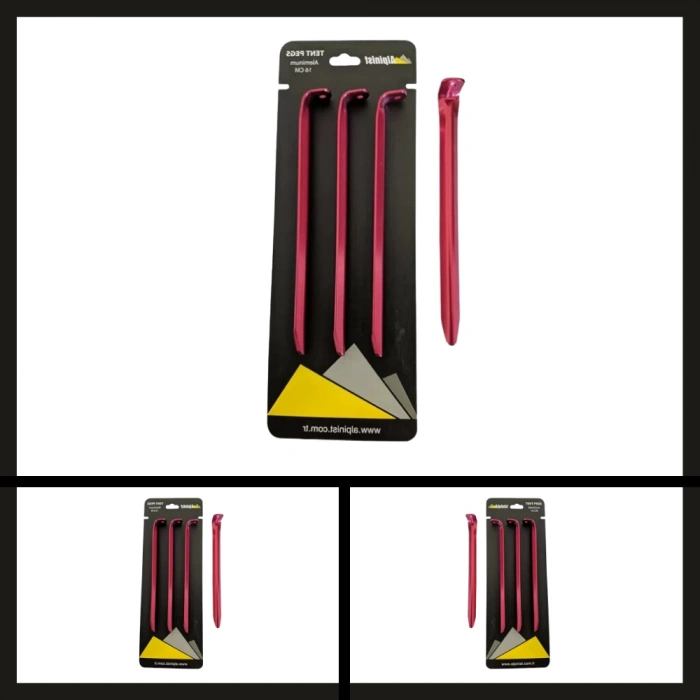 Uyguna-Yakala 16 Cm Kırmızı 4 Adet Alpinist Alüminyum 6061 Çadır Kazığı-DIR.091