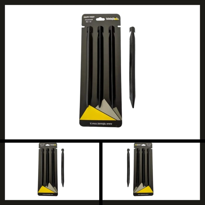 Uyguna-Yakala  18 Cm Siyah 4 Adet Alpinist Alüminyum 6061 Çadır Kazığı-DIR.086