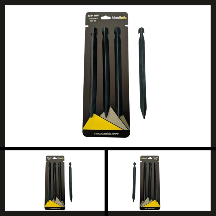 Uyguna-Yakala 18 Cm Yeşil 4 Adet Alpinist Alüminyum 6061 Çadır Kazığı-DIR.090