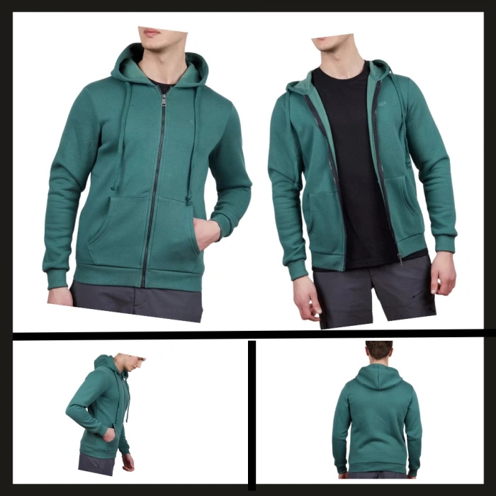 Uyguna-Yakala Sweatshirt Nefti Tam Fermuarlı Erkek-SH.413