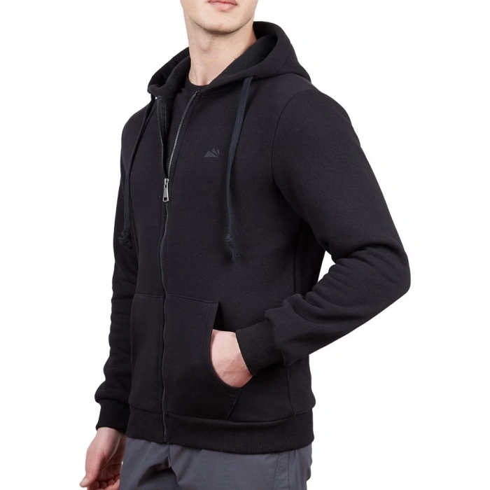 Uyguna-Yakala Siyah Tam Fermuarlı Erkek Sweatshirt -SH.414
