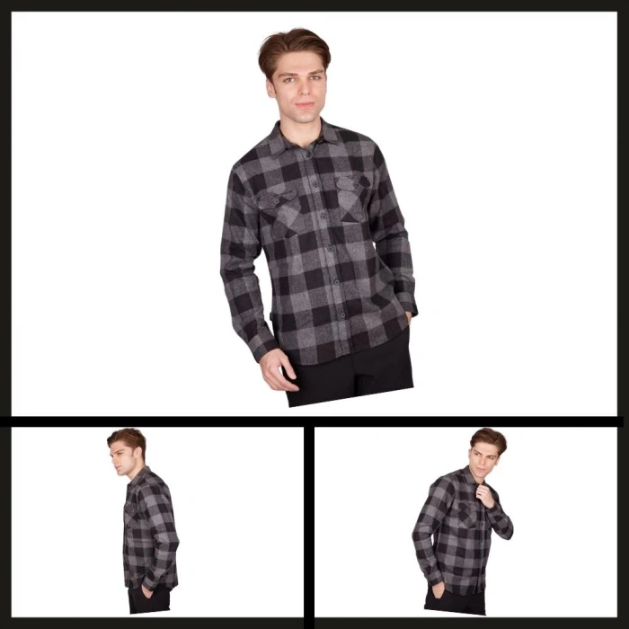 Uyguna-Yakala Antrasit  Erkek Ekose  Gömlek-LEK.080