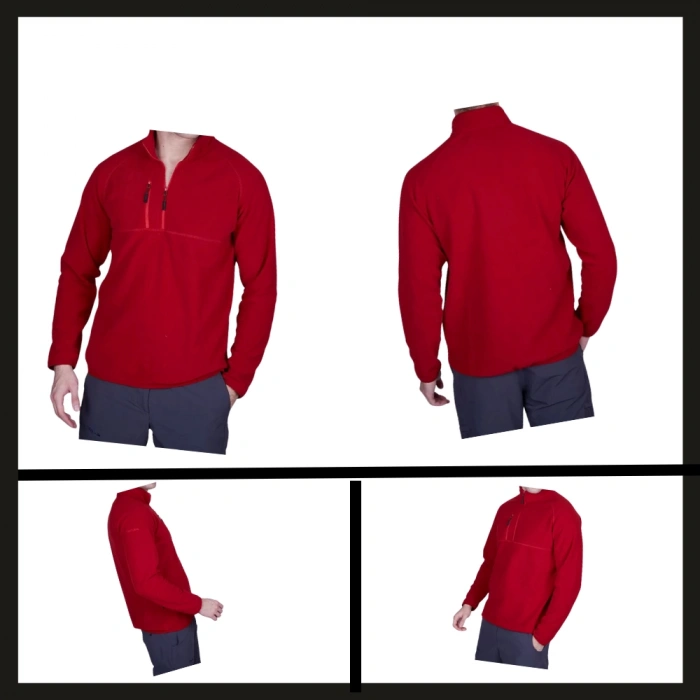 Uyguna-Yakala Polar Sweet Fermuarlı Erkek Bordo -KAB.719